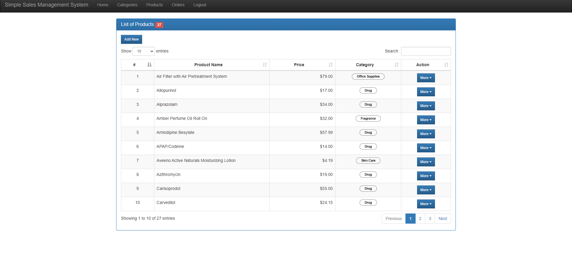 Simple Sales Management System