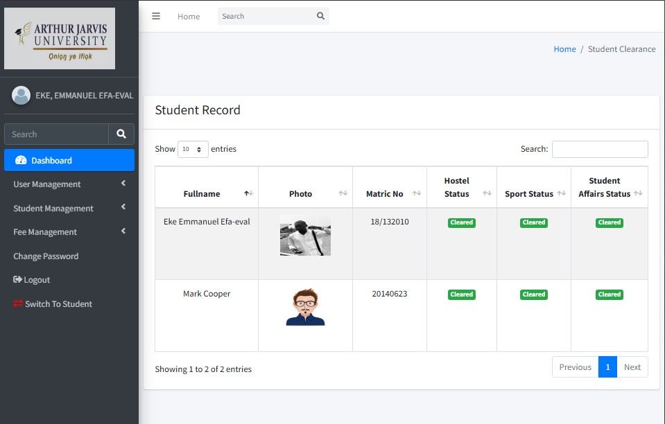 Online Student Clearance System using PHP and MySQL