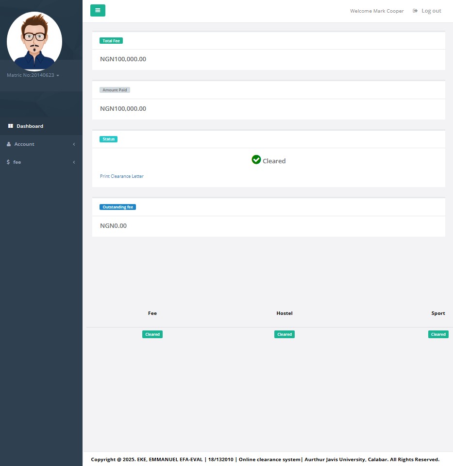 Online Student Clearance System using PHP and MySQL