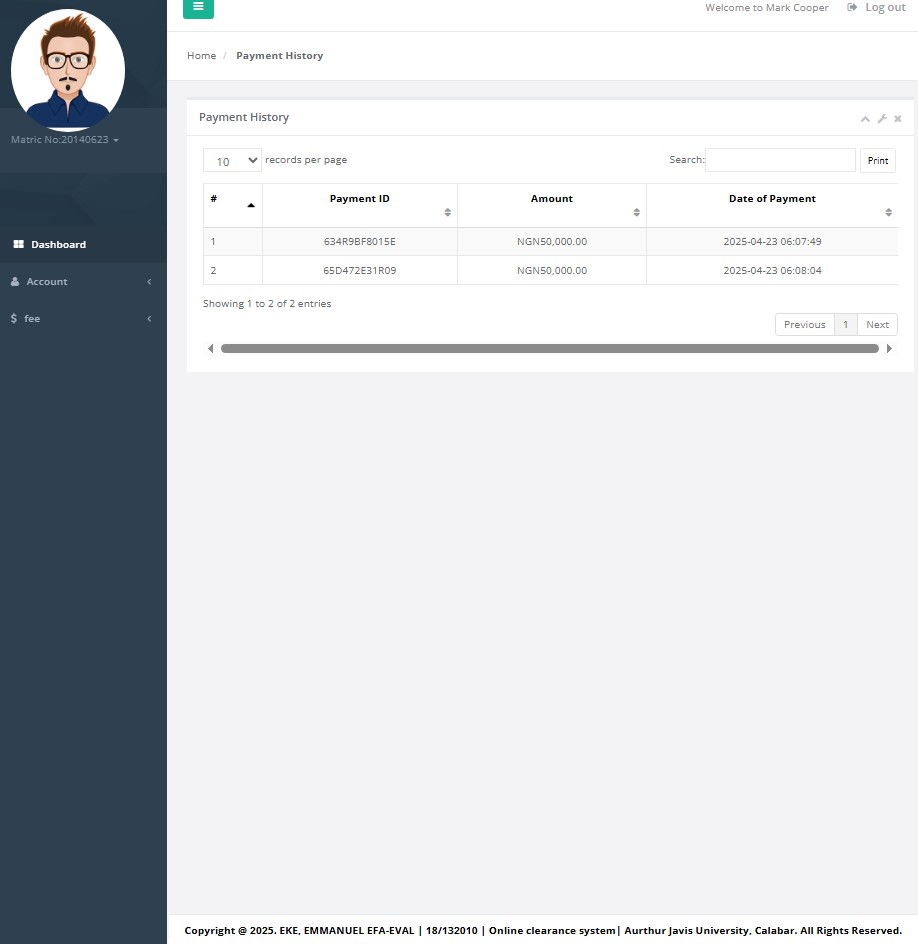 Online Student Clearance System using PHP and MySQL