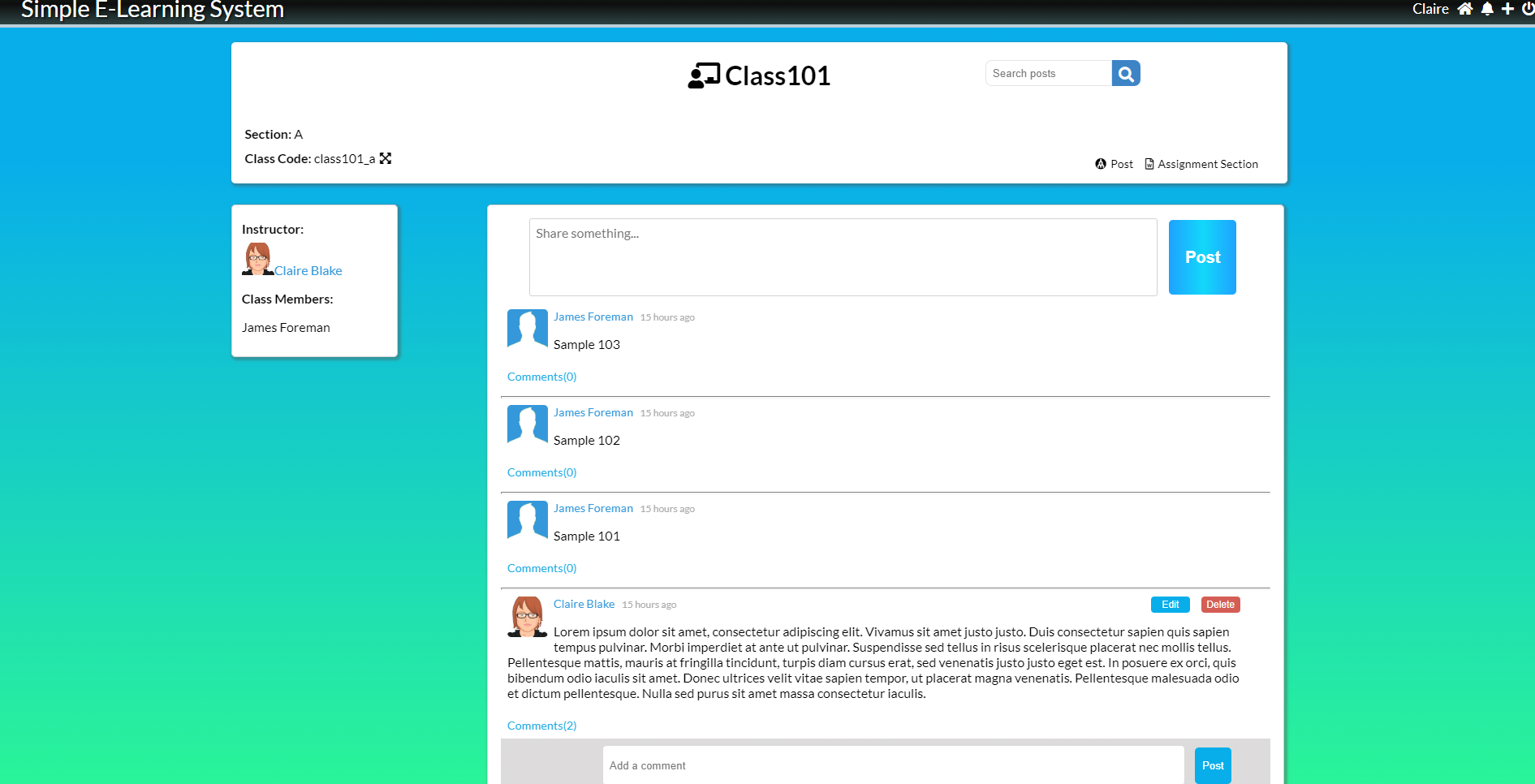 Simple e-Learning System