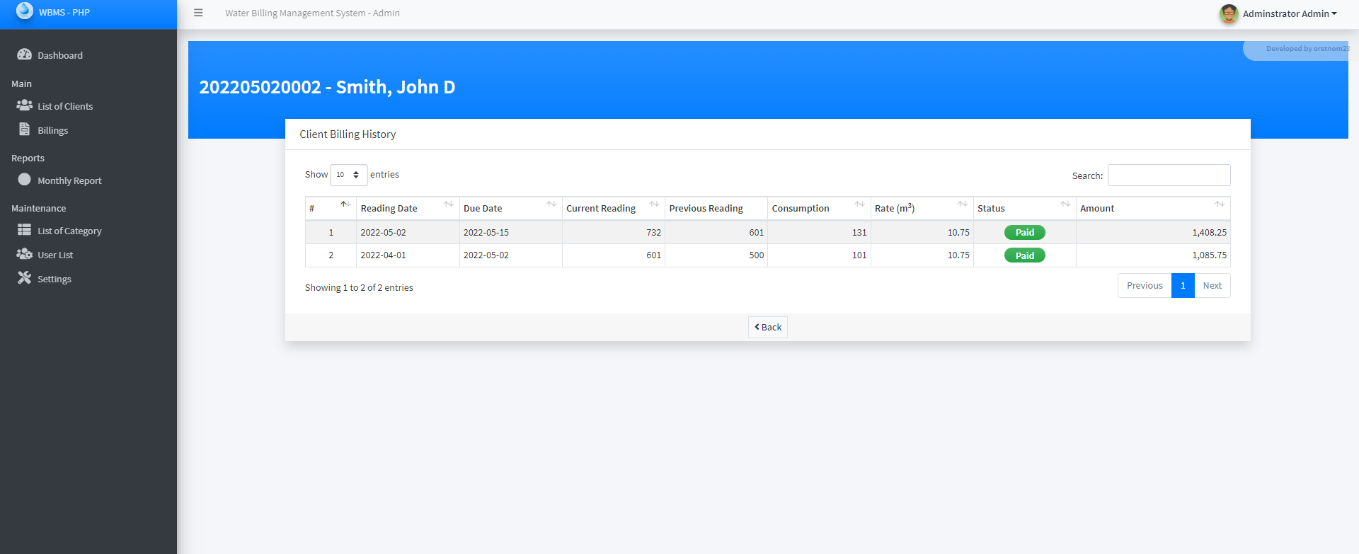 Water Billing Management System