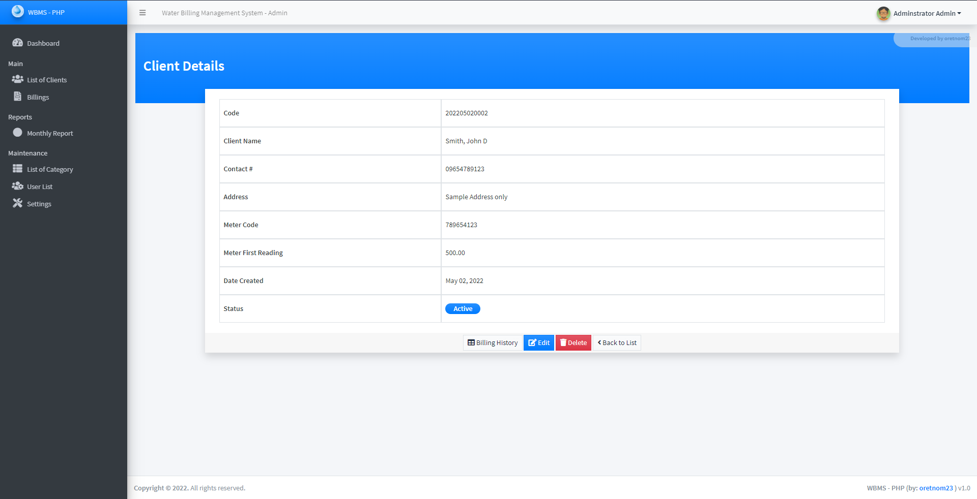 Water Billing Management System