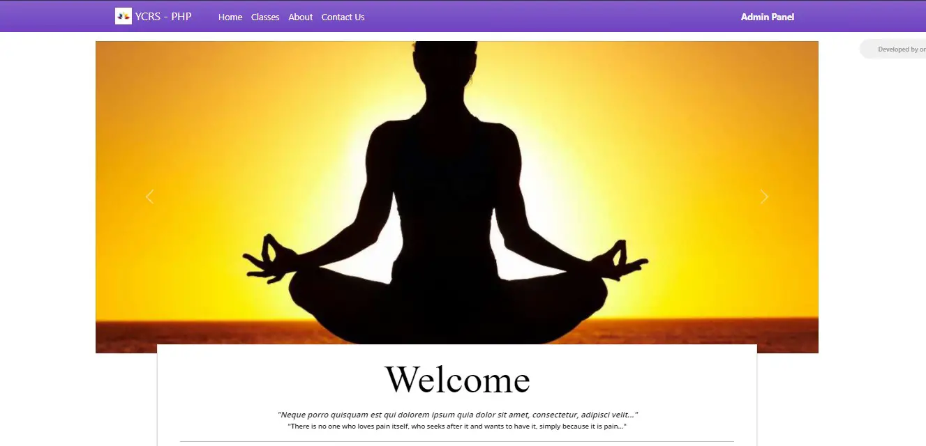 Yoga Class Registration System using PHP and MySQL