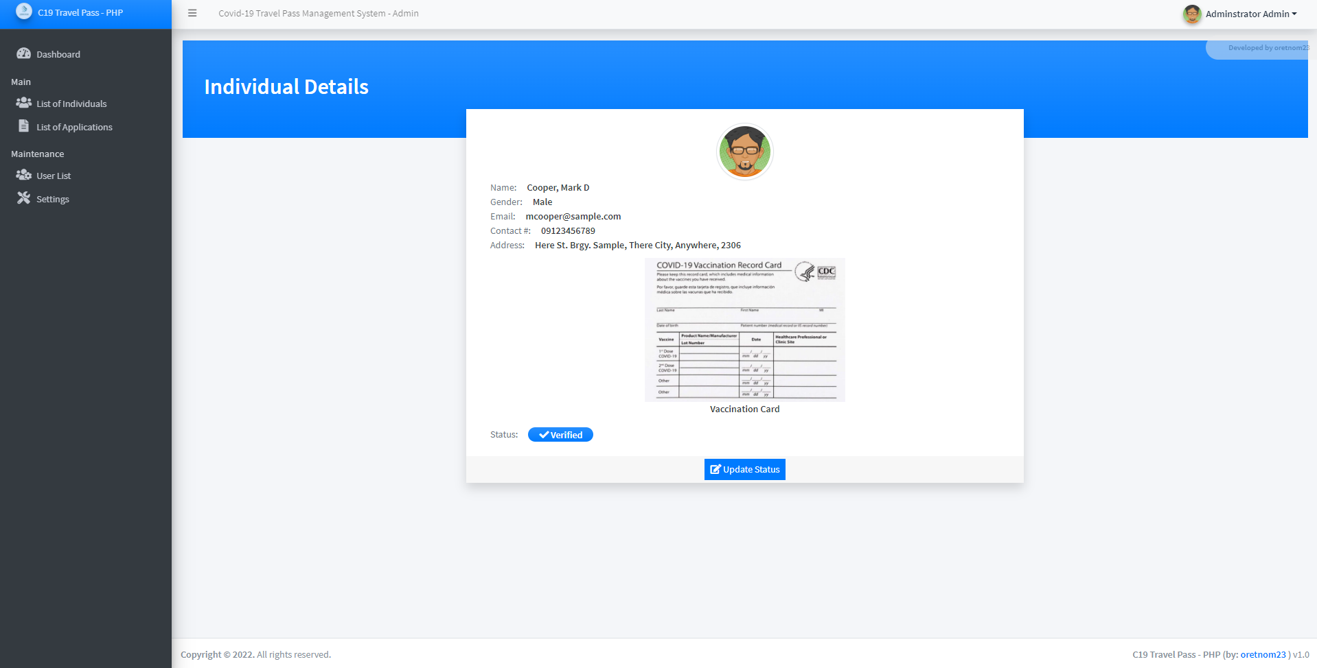Covid 19 Travel Pass Management System