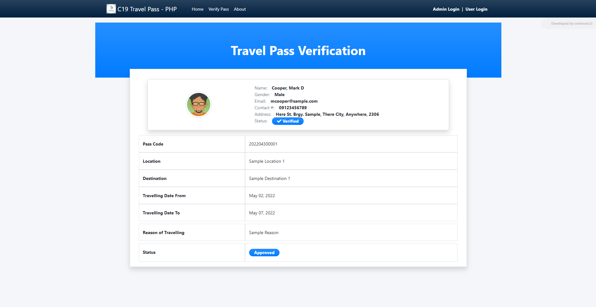 Covid 19 Travel Pass Management System