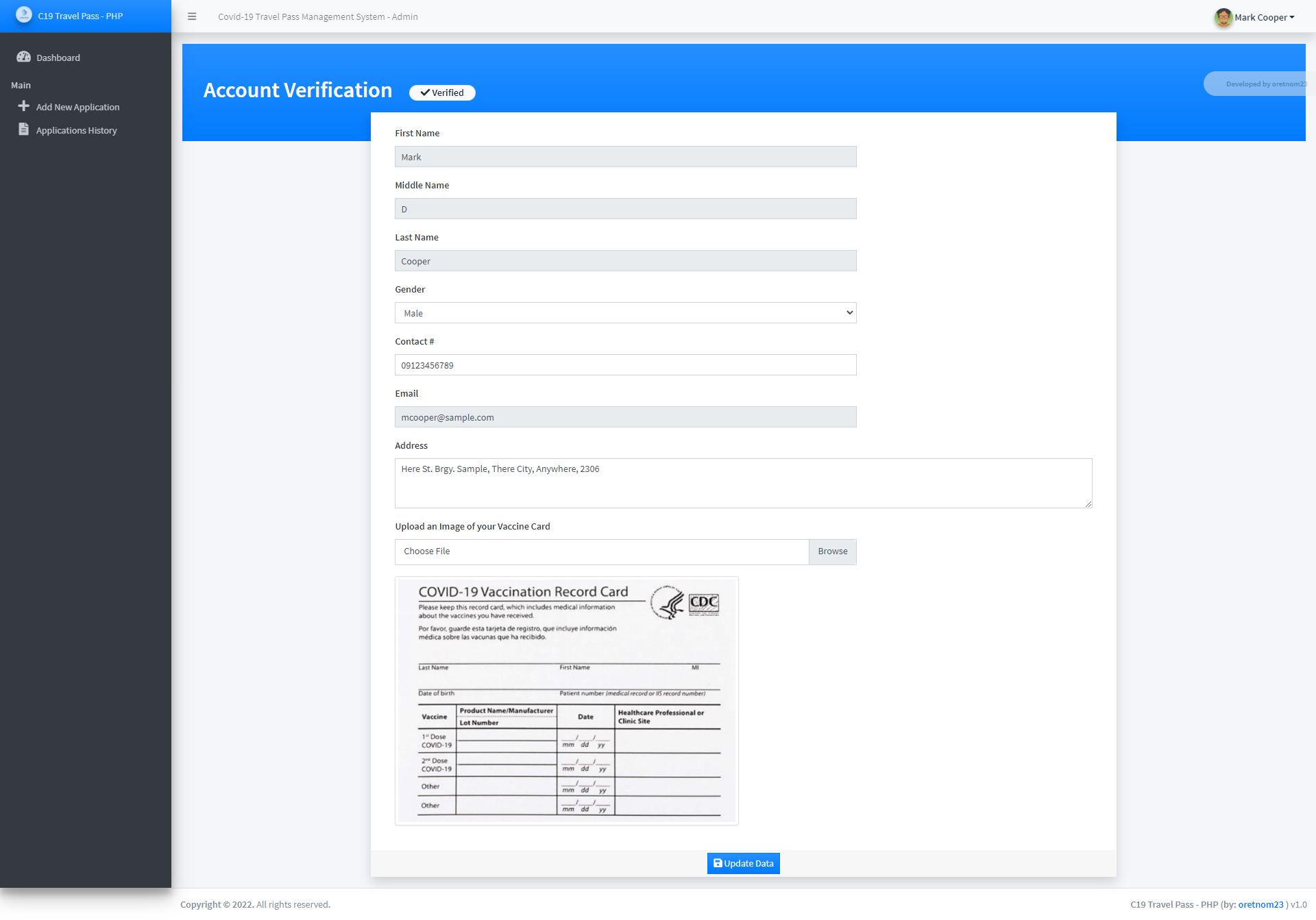 Covid 19 Travel Pass Management System