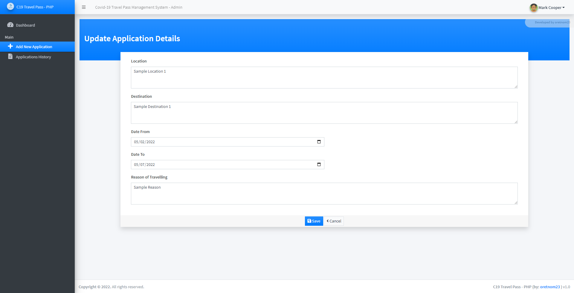 Covid 19 Travel Pass Management System