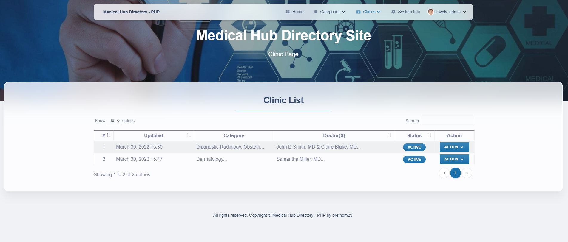 Medical Hub Directory Site
