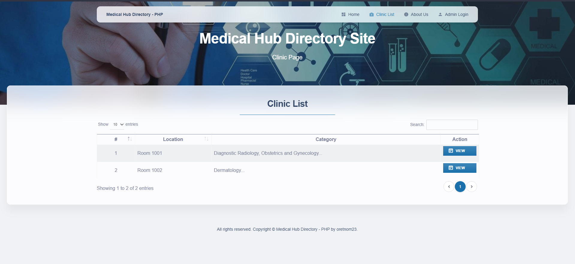 Medical Hub Directory Site