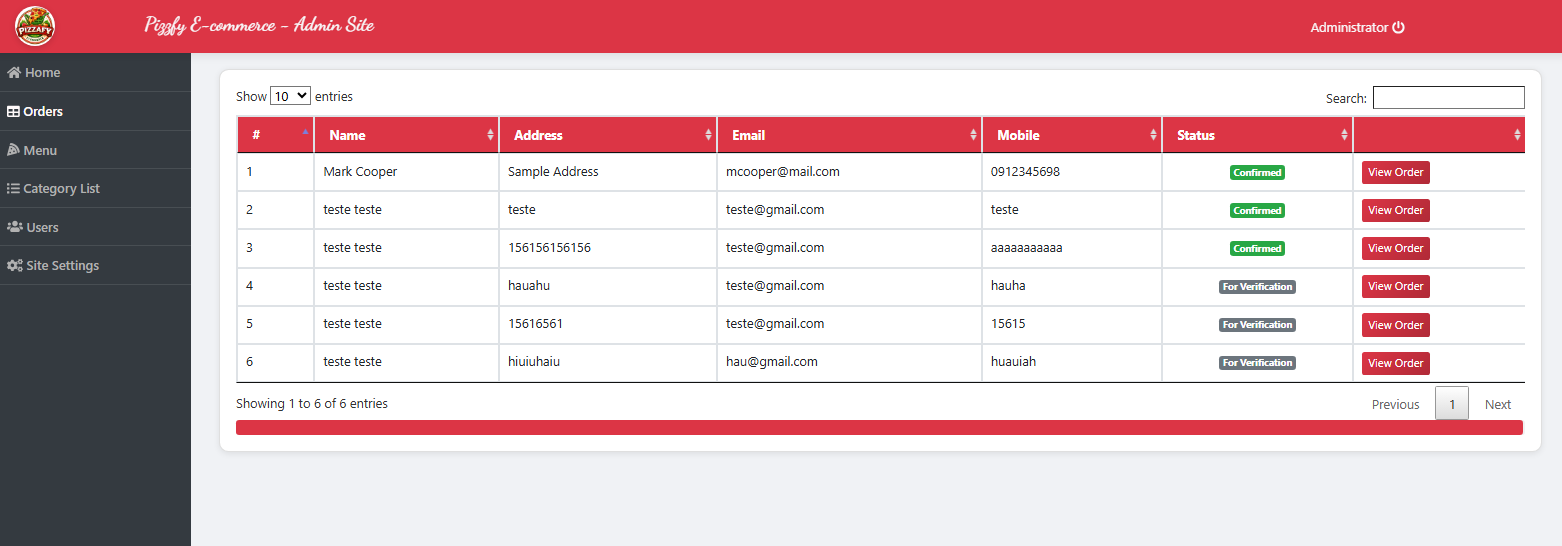 Pizzafy Ecommerce System