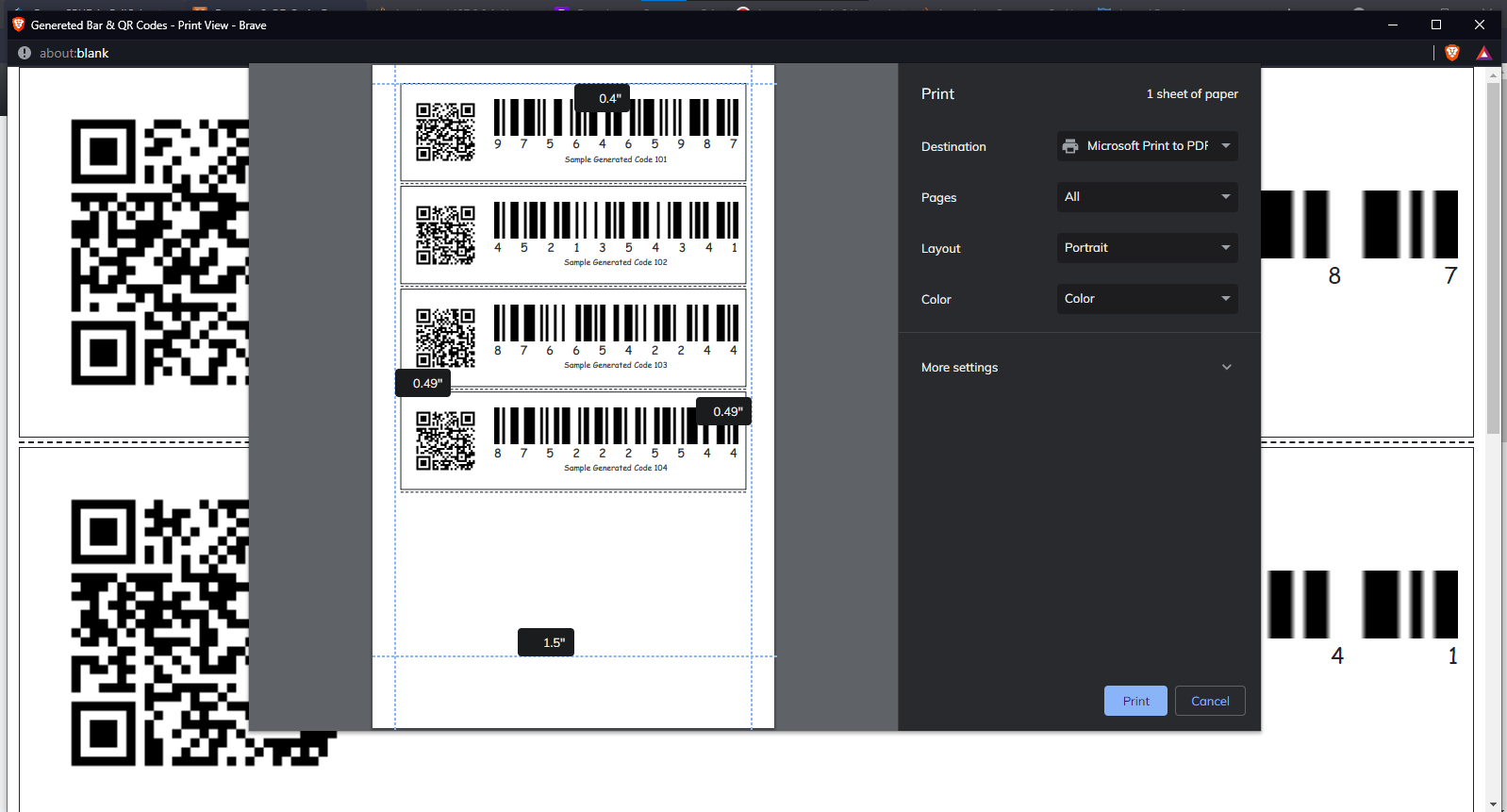 Simple Bar and QR (Quick Response) Code Generator Web App
