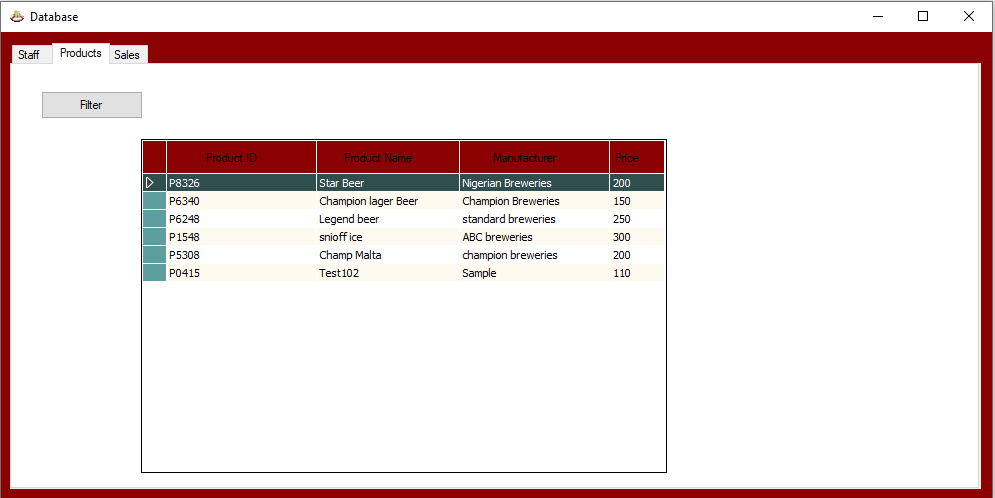 Beer Parlour Billing System