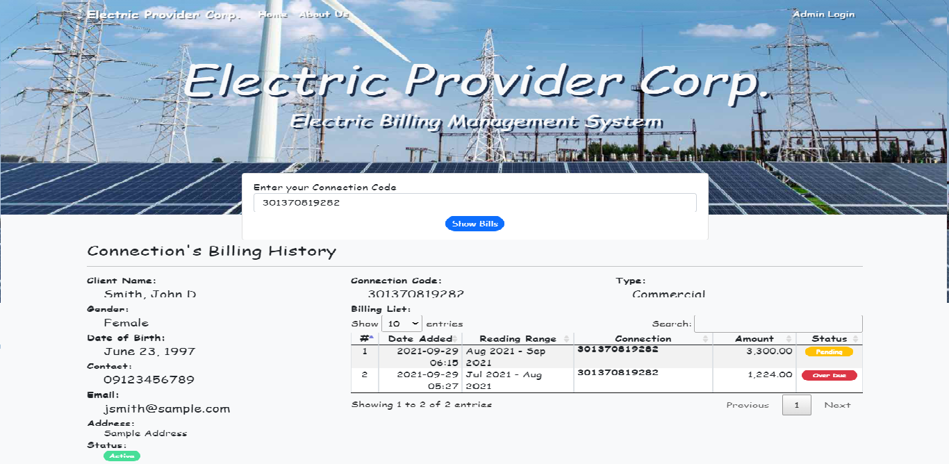 Electric Billing Management System