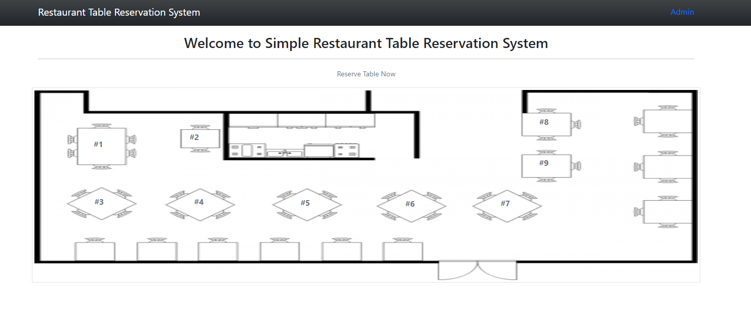 Hệ thống đặt bàn nhà hàng đơn giản với bản đồ sơ đồ tầng
