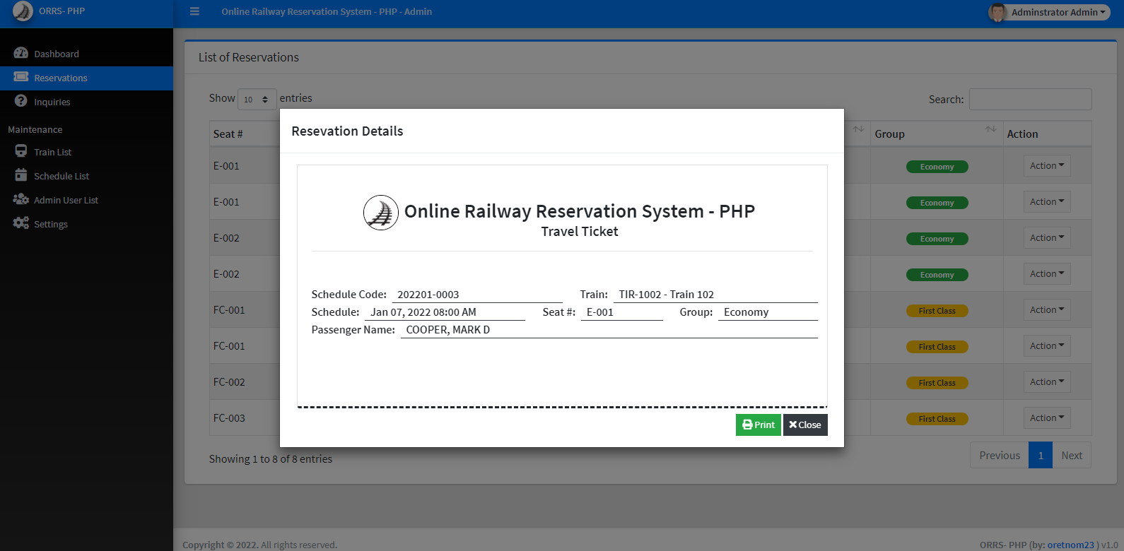 Online Railway Reservation System