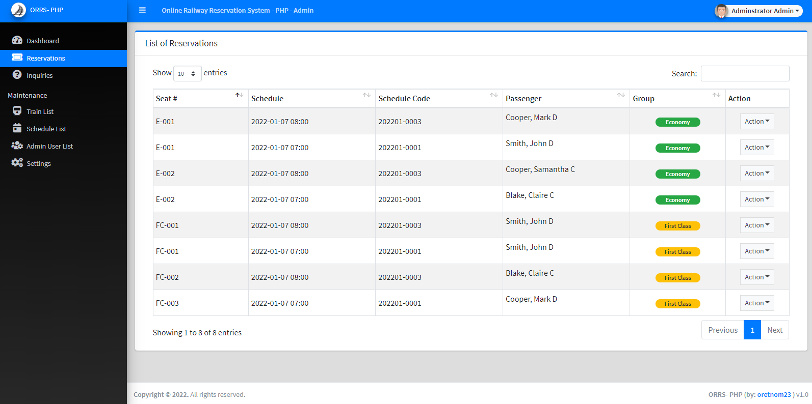 Online Railway Reservation System