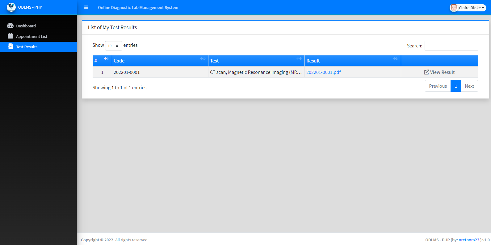 Online Diagnostic Lab Management System