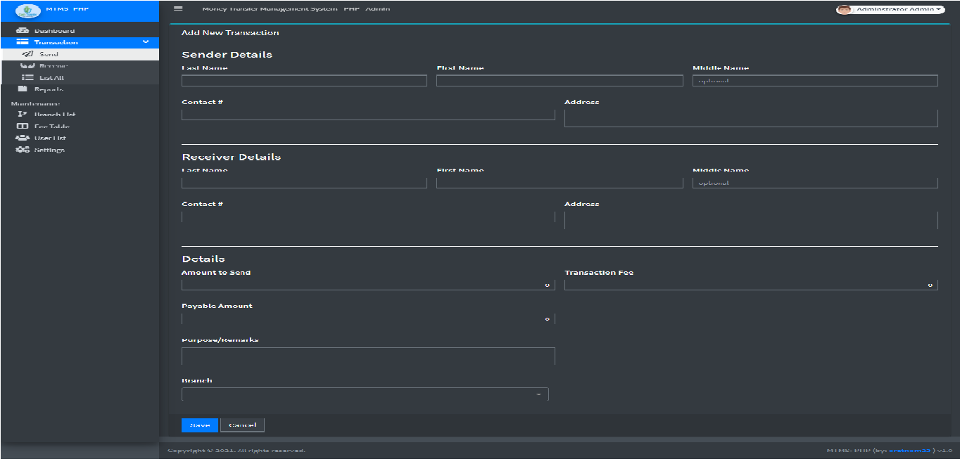 Money Transfer Management System