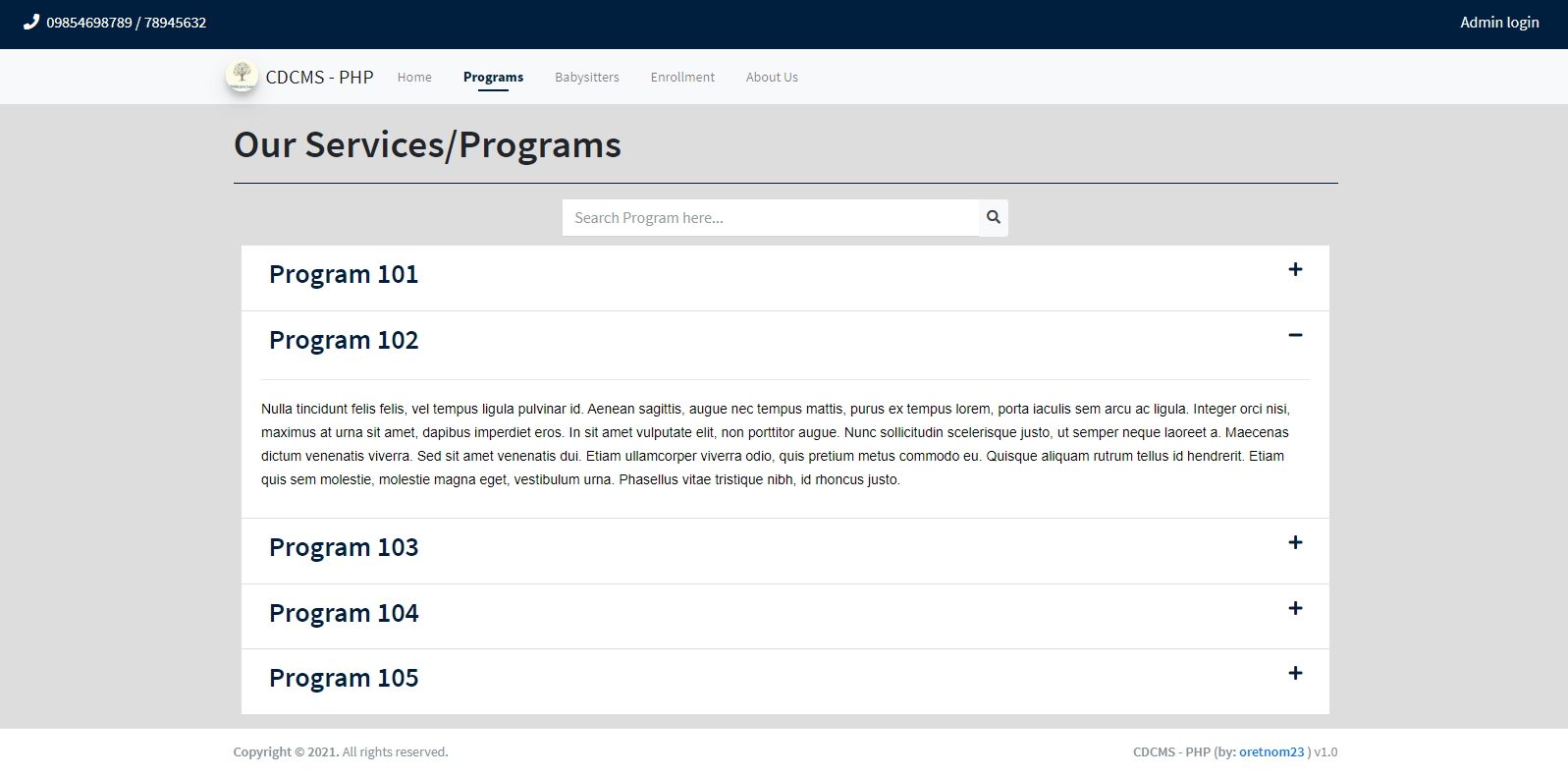 Child's Day Care Management System