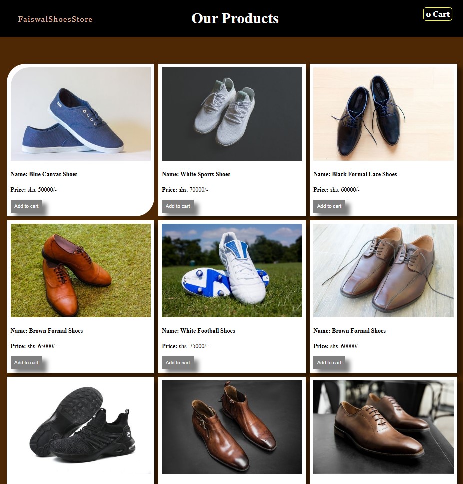 Online Shoes Store System Template using HTML, CSS, and JavaScript
