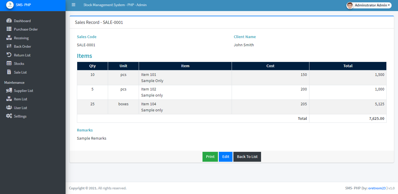 Stock Management System