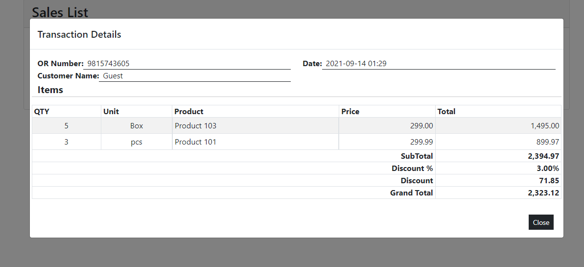 Simple Cashiering System