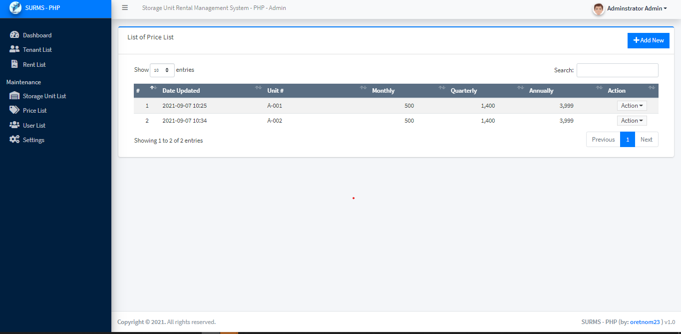 Storage Unit Rental Management System