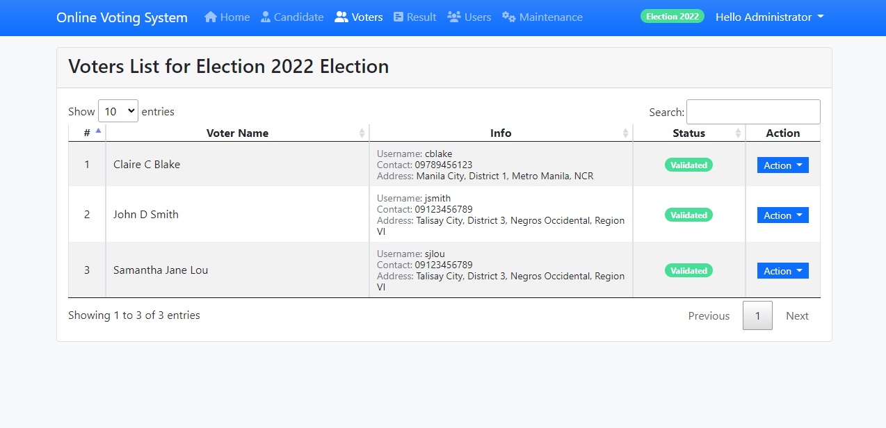 Online Voting System (Government Official Election)