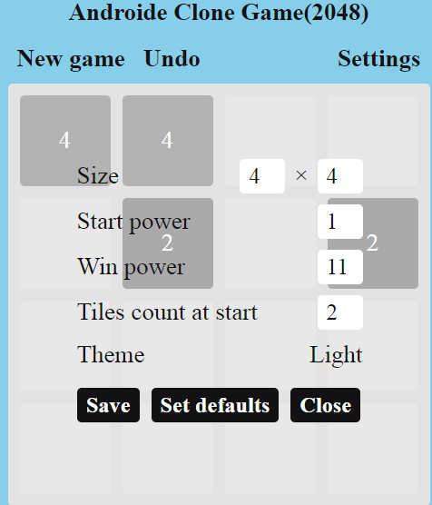 Android Clone Game(2048) in JavaScript Free Source Code | SourceCodester