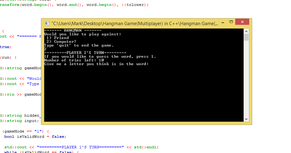 Hangman Game(Multiplayer) in C++ Free Source Code | SourceCodester