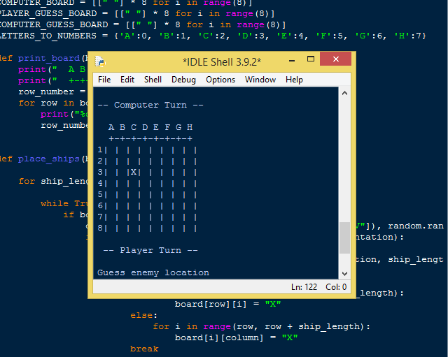 Simple Battleship Game(VS AI) in Python Free Source Code | SourceCodester
