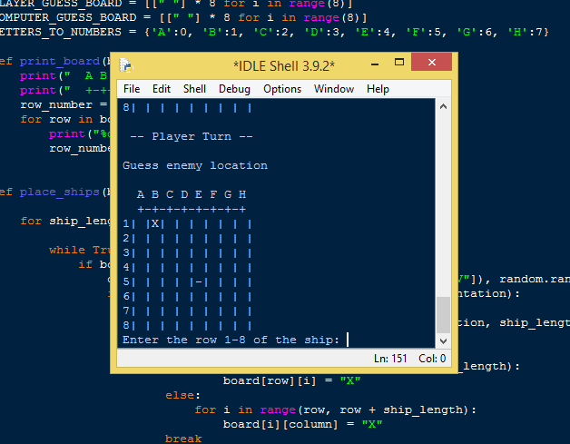 Simple Battleship Game(VS AI) in Python Free Source Code | SourceCodester