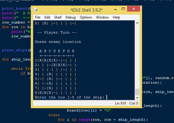 Simple Battleship Game(VS AI) in Python Free Source Code | SourceCodester