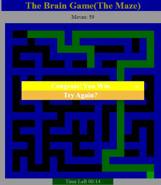 Simple Brain Game(The Maze) in JavaScript Free Source Code