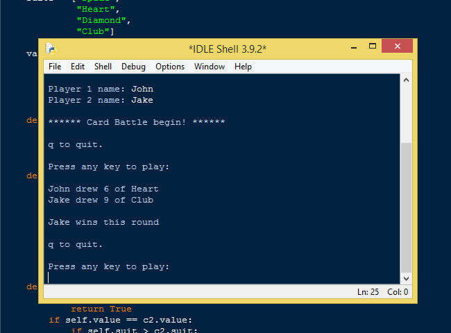 Simple Card Game(Multiplayer) in Python Free Source Code | SourceCodester