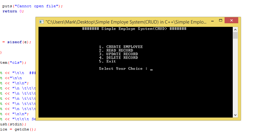 Simple Employee System(CRUD) in C++ Free Source Code | SourceCodester