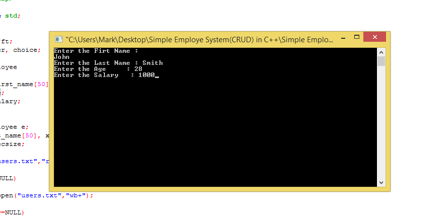 Simple Employee System(CRUD) in C++ Free Source Code | SourceCodester