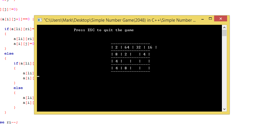 Simple Number Game(2048) in C++ Free Source Code | SourceCodester