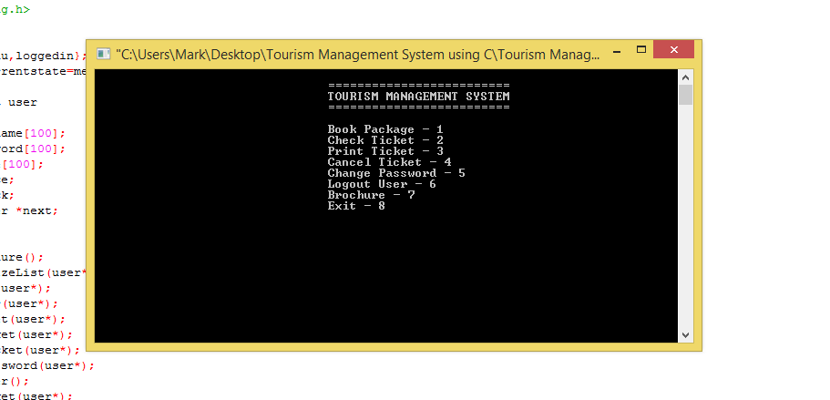 tourism management system source code in c