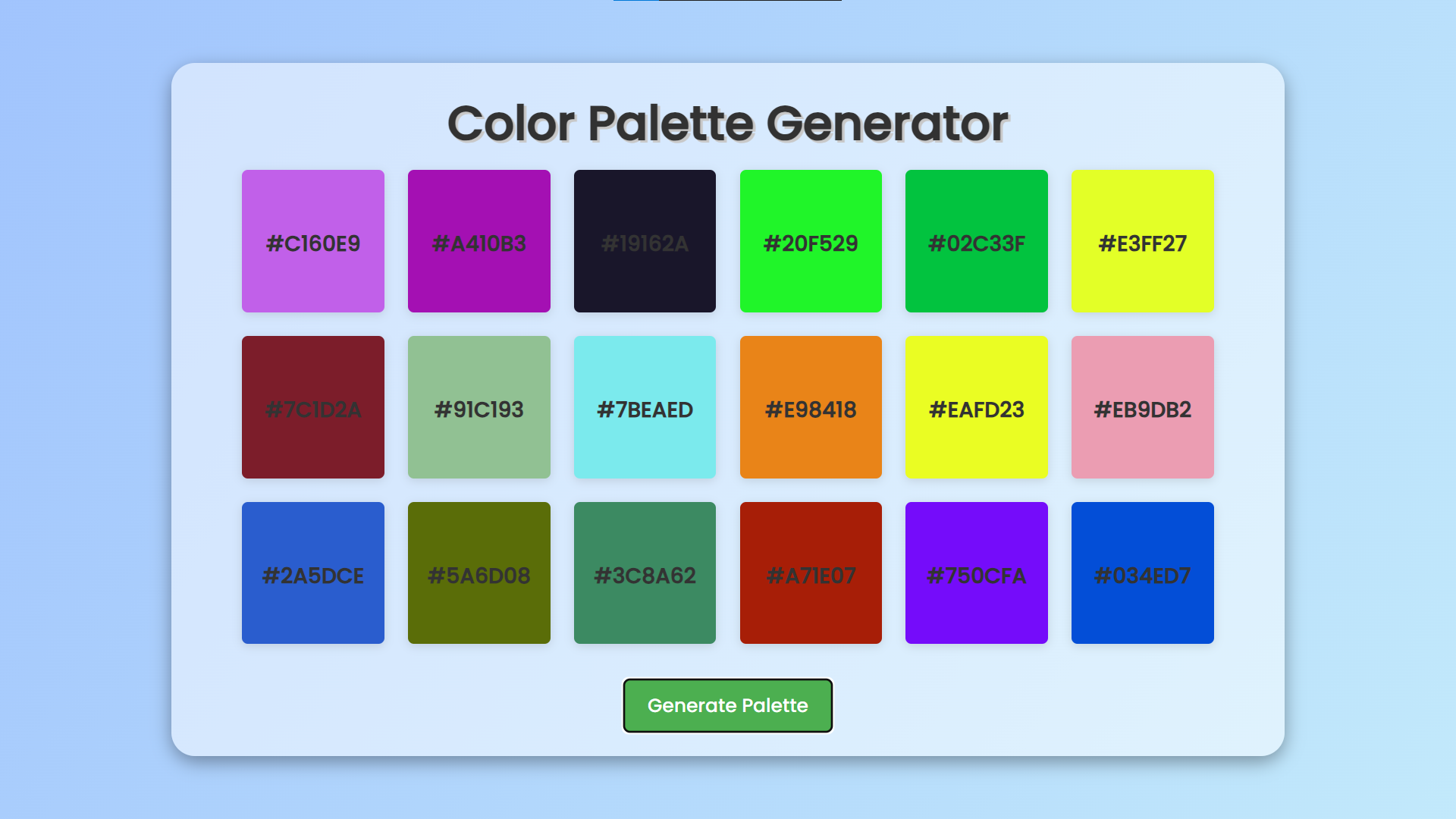 Html Color Palette Generator