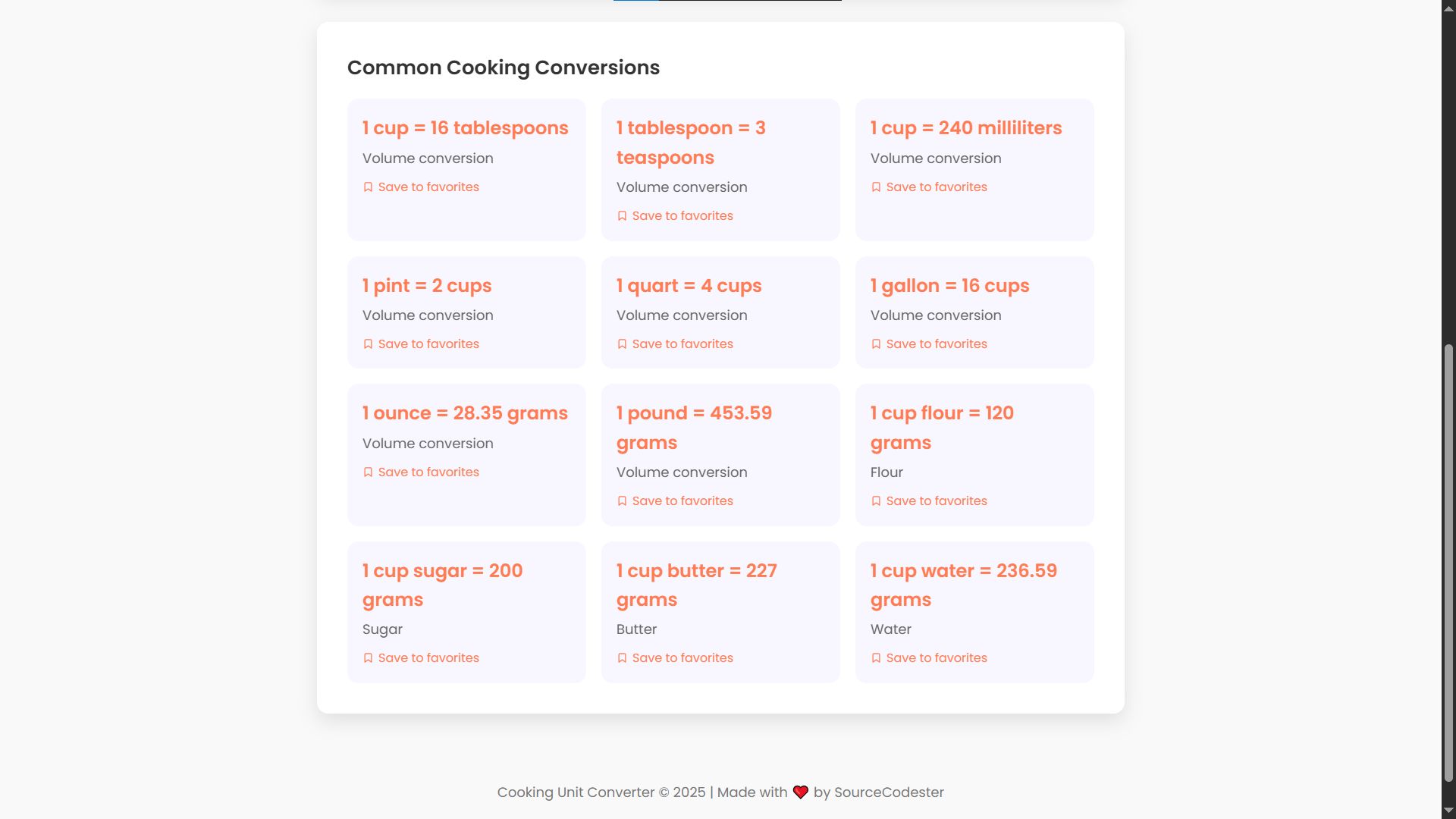 Cooking Unit Converter Using HTML, CSS and JavaScript with Source Code ...