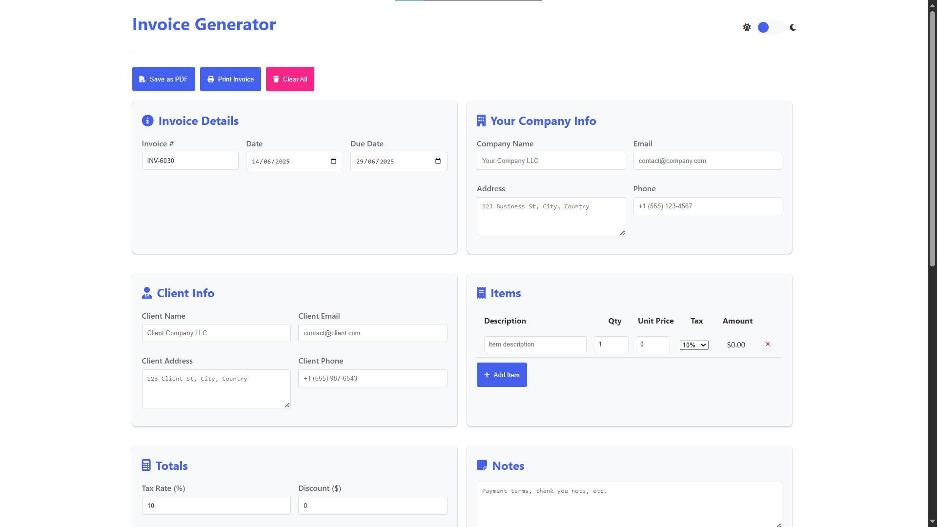 Invoice Generator Using HTML, CSS and JavaScript with Source Code ...