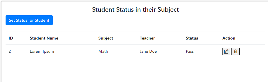 Student Subject CRUD