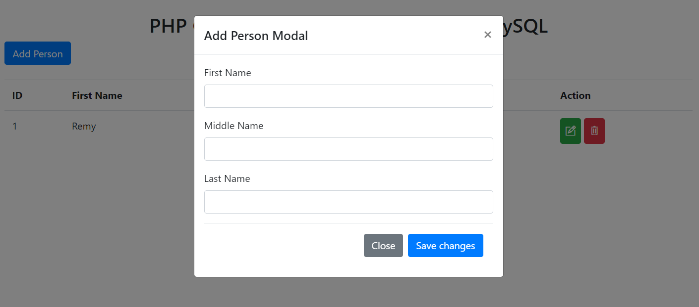 PHP CRUD using PDO - Create