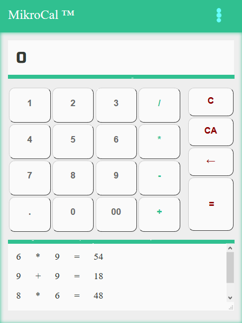 Simple online calculator using HTML and Javascript