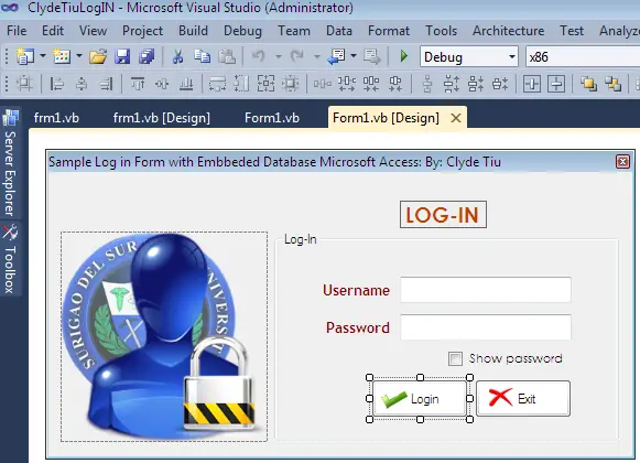 tut3 - Login Form Using Visual Basic 2010 with Embbeded database Microsoft Access Tutorial - Free Source Code