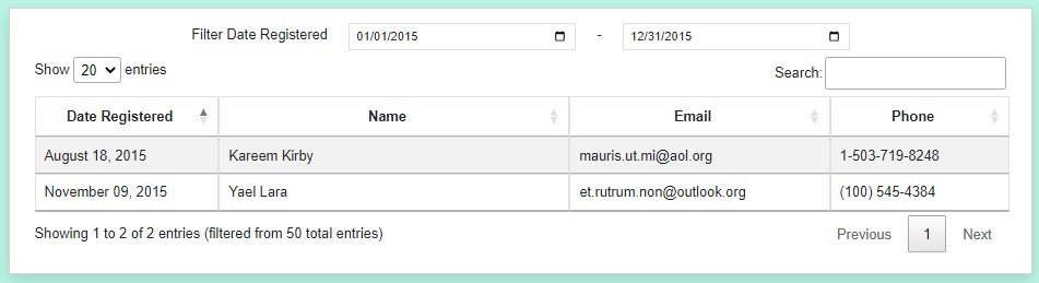 DataTables with Custom Date Range Filter