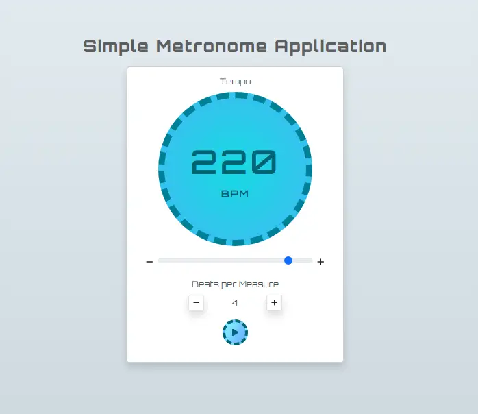 Simple Metronome Application using HTML, CSS, and JavaScript