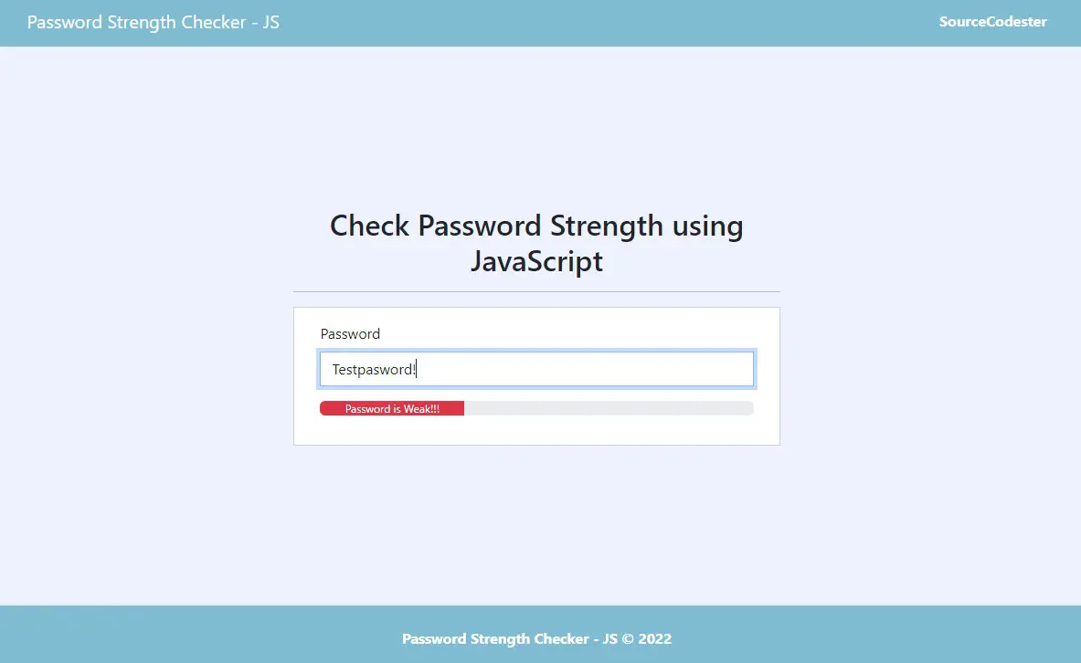 Password Strength Checker DEMO Application - JS